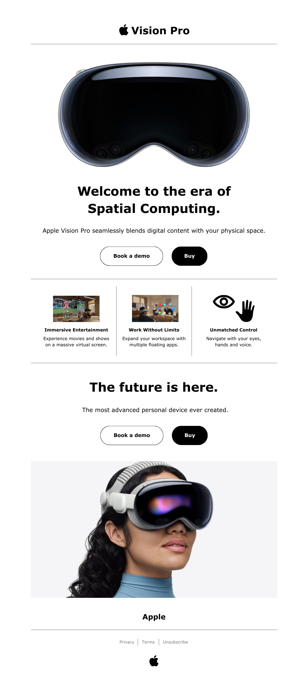 Apple Vision Pro Promotional Email Concept